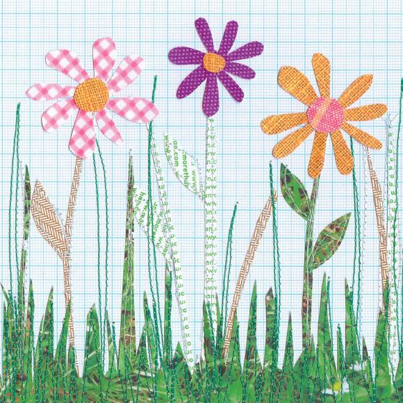 SALE Set of 2 Greetings Cards - Flowers and Flying birdy