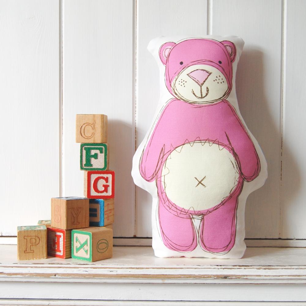 Pink Ted - printed softie